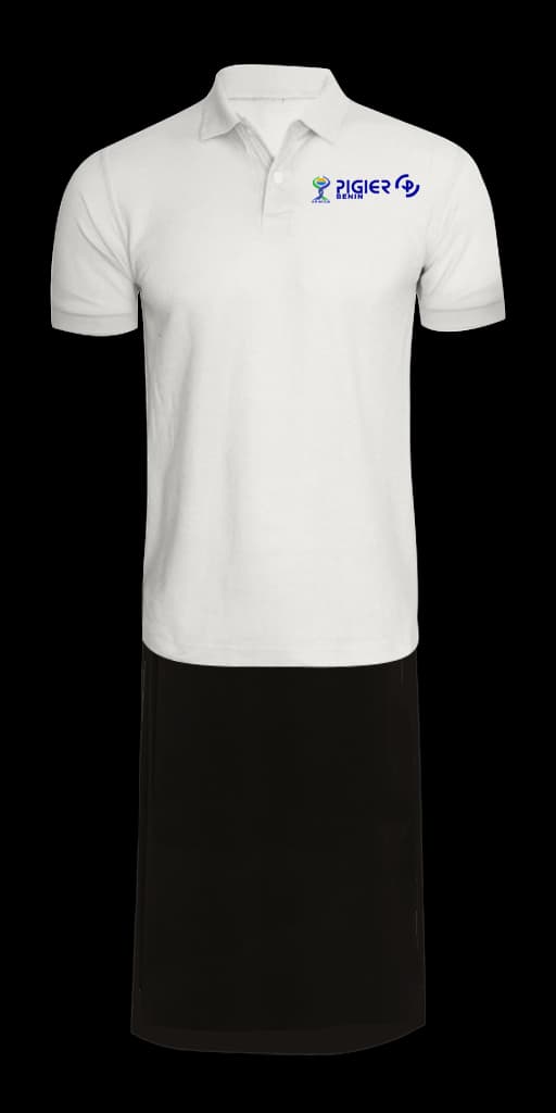 Tenue polo DECOGEF femme : polo beige à écussons et jupe noire